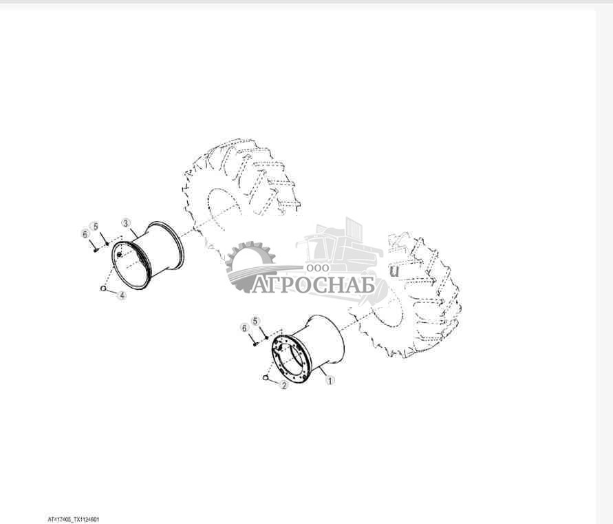 Обод — сдвоенные камерные шины 35,5-32 20PR Firestone 